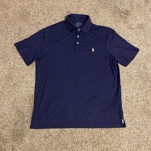Ralph Lauren Men's Dark Blue Patterned Polo Shirt
